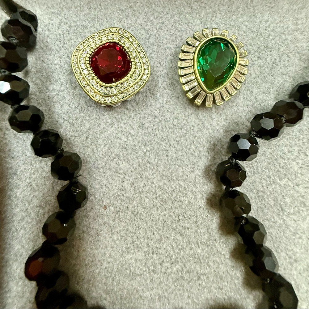 Heidi Daus “Enchante” Beaded Crystal Magnetic Necklace 3 Pendants - Picture 7 of 8
